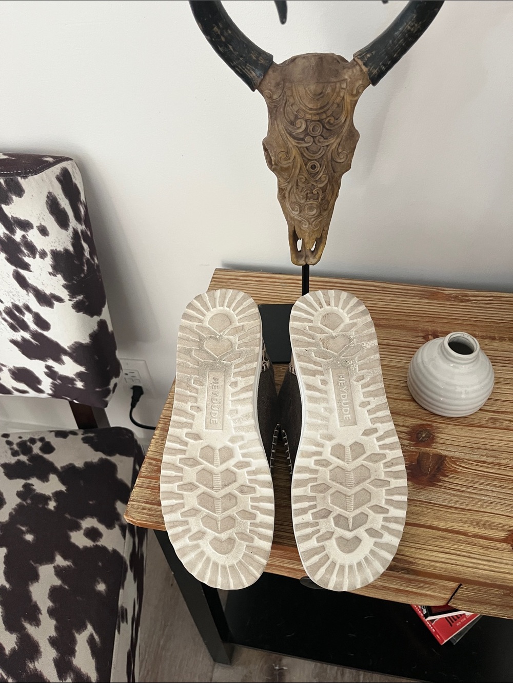 Hey Dude Women's Slip-On Sneakers in brown with Leopard Lining - Picture 5 of 7